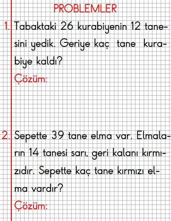 1. Sınıf Matematik Toplama ve Çıkarma İşlemleri Problemleri ( Akıllı Tahta İçin)  2